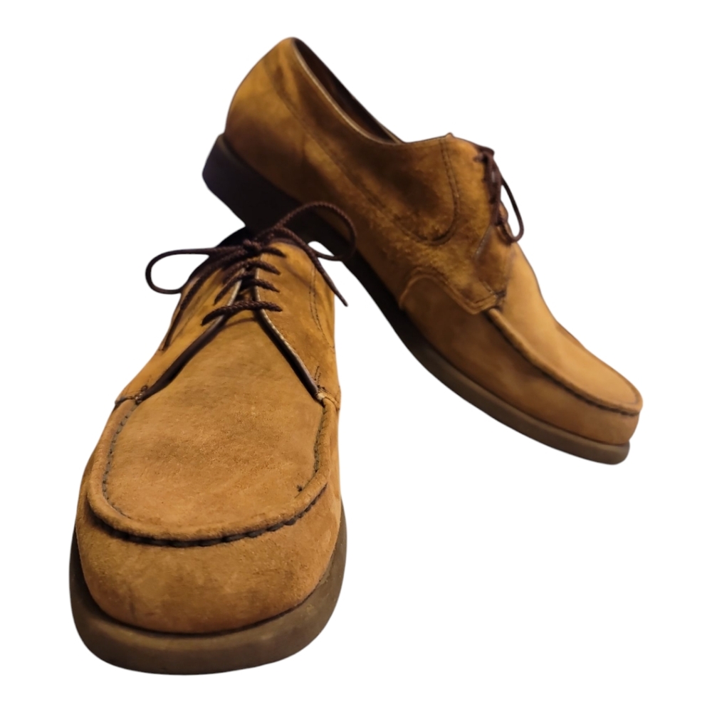 Hush Puppies oxford suede light brown vintage 10 mens moc toe